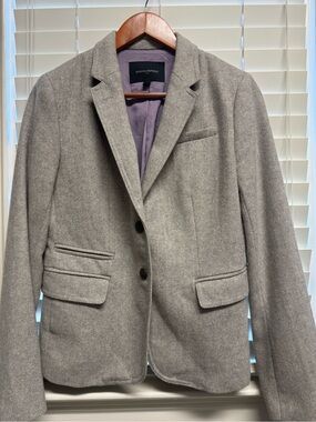 Banana Republic Light Gray Herringbone Wool Blend Blazer